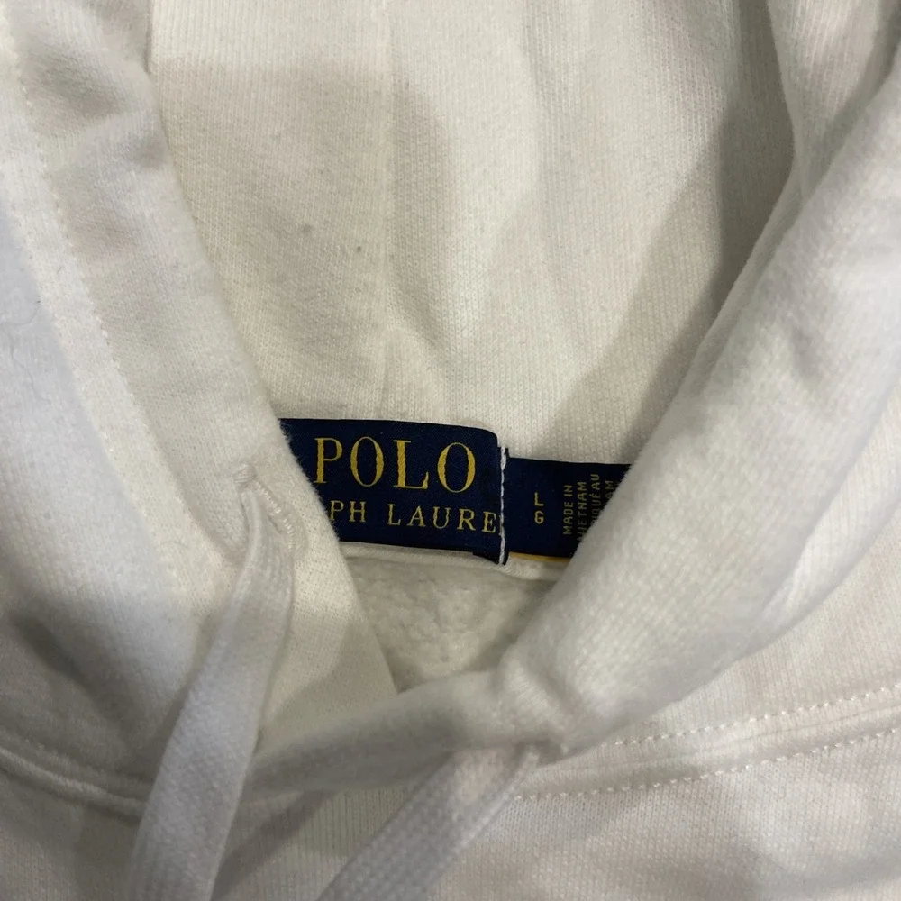 Polo Ralph Lauren Hoodie‎ Mens Large White POLO 1992 Graphic Pullover Sweatshirt